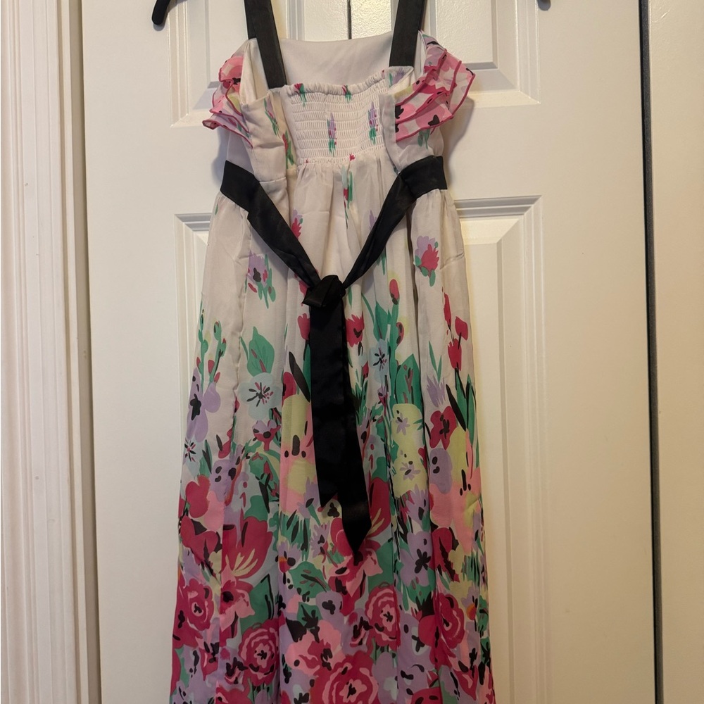 Justice Floral Kids Dress - Pink and Black Easter Dress, Spring Dress - Picture 2 of 3